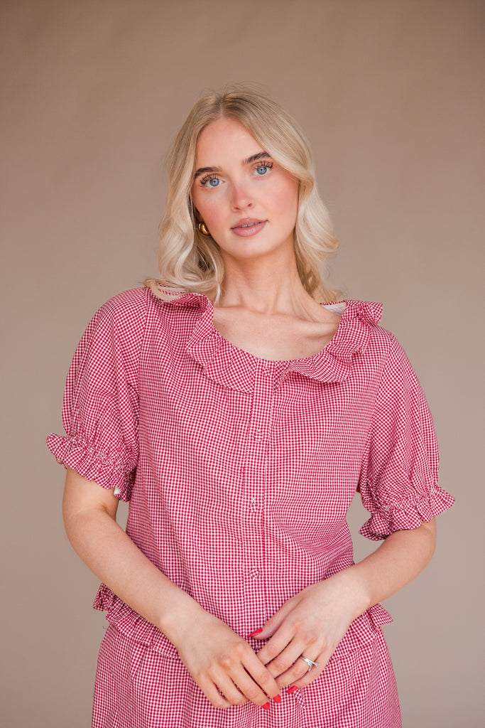 Sonnet Top-Red Gingham