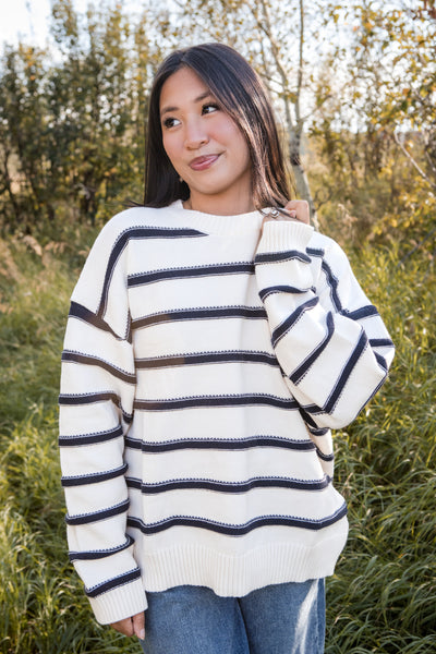 Marnie Sweater-Ivory/Navy