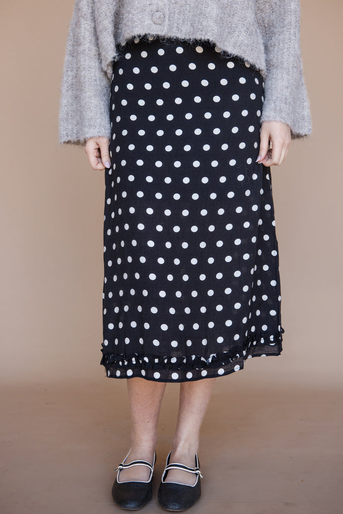 Monroe Skirt-Black Polka Dot