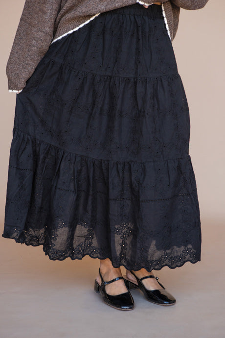 Evelyn Skirt-Black Eyelet