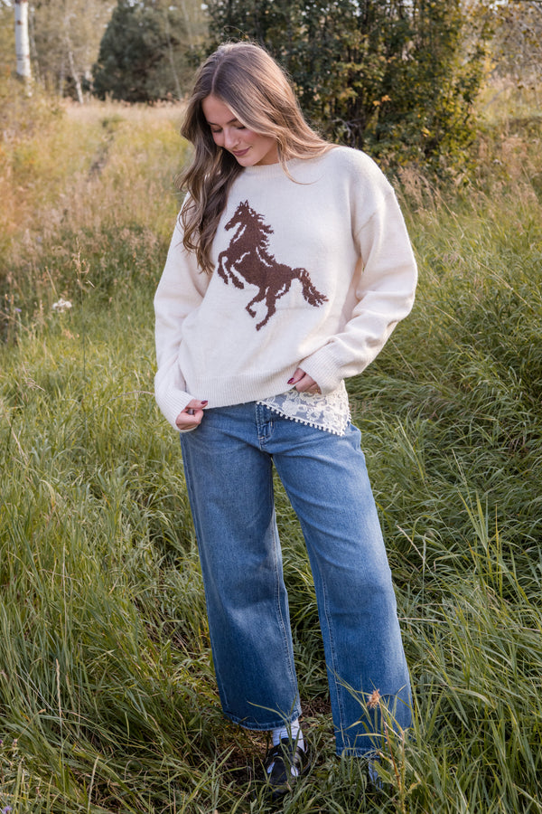 Saddle Up Sweater-Cream