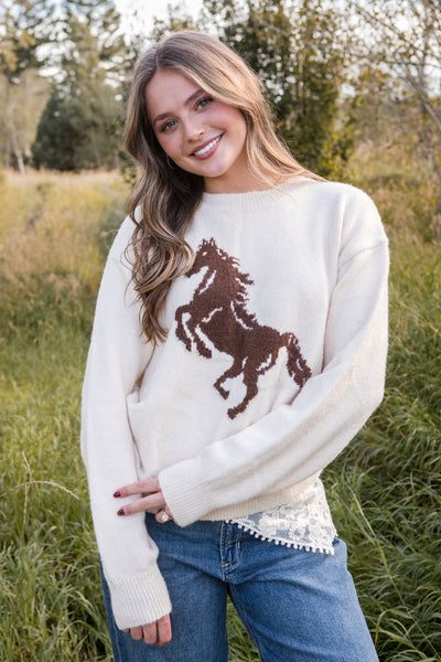 Saddle Up Sweater-Cream