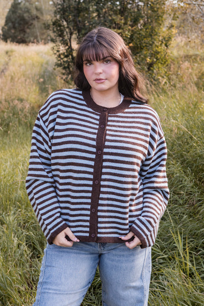 Topher Cardigan-Brown/Blue