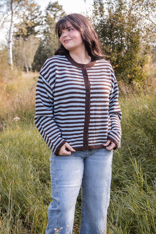 Topher Cardigan-Brown/Blue