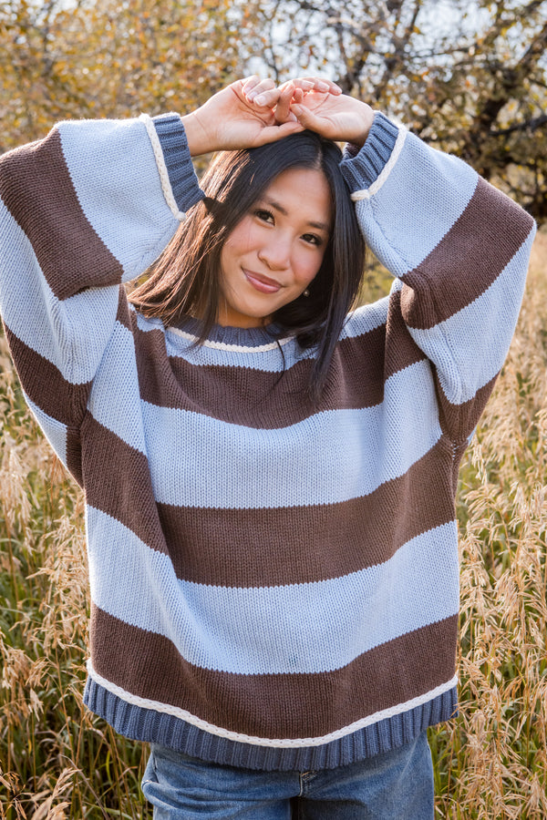 Trixie Sweater-Blue/Brown