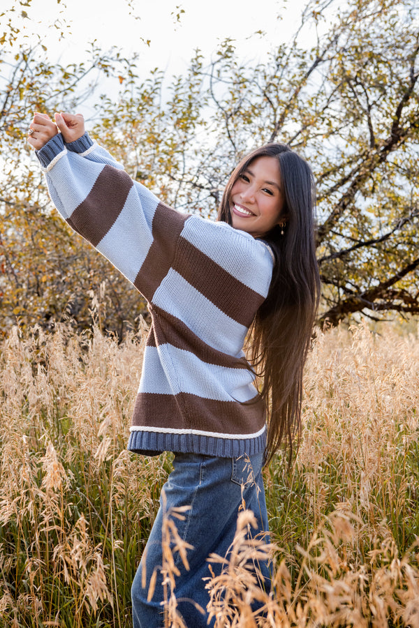 Trixie Sweater-Blue/Brown