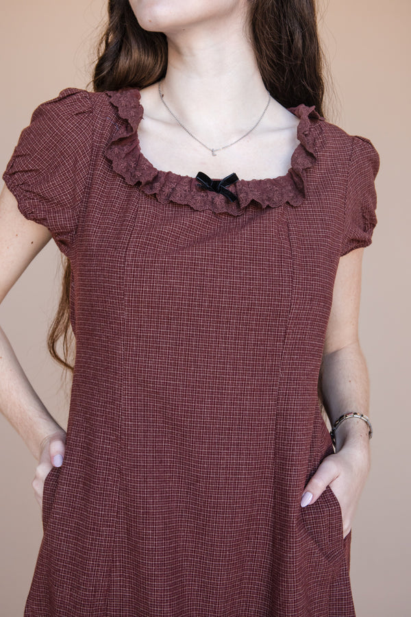 Joyce Dress-Brick Plaid