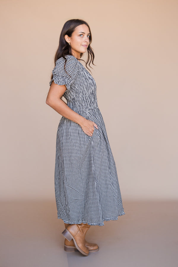 Mina Dress-Black Gingham