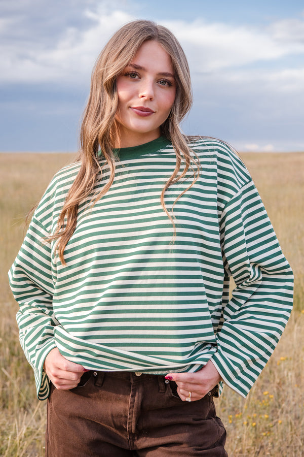 Jones Top-Green/Ivory