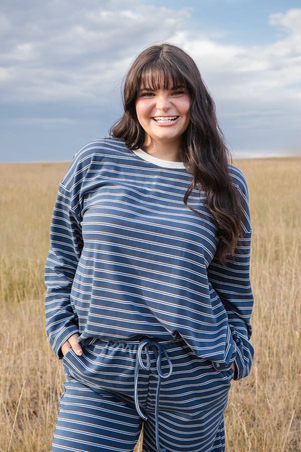 Jessica Top-Navy Stripe