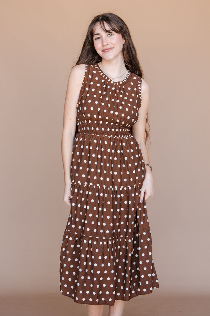 Mona Dress-Brown Polka Dot