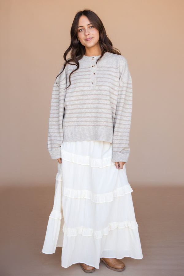 Shannon Sweater-Taupe Stripe