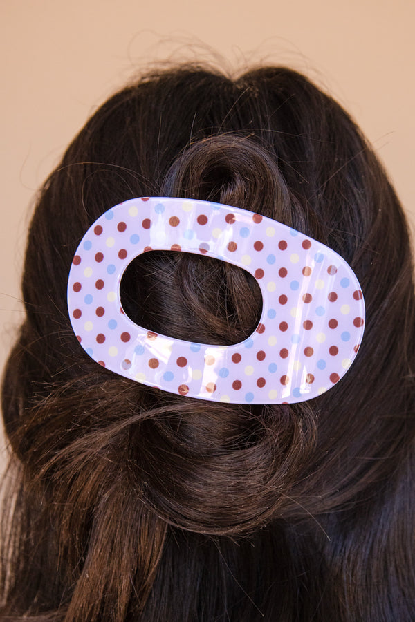 Lay Flat Claw Clip-Pink Polka Dot
