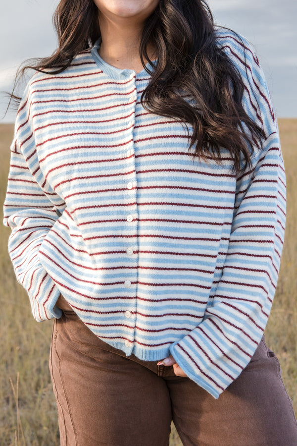 Raine Cardigan-Blue/Brown