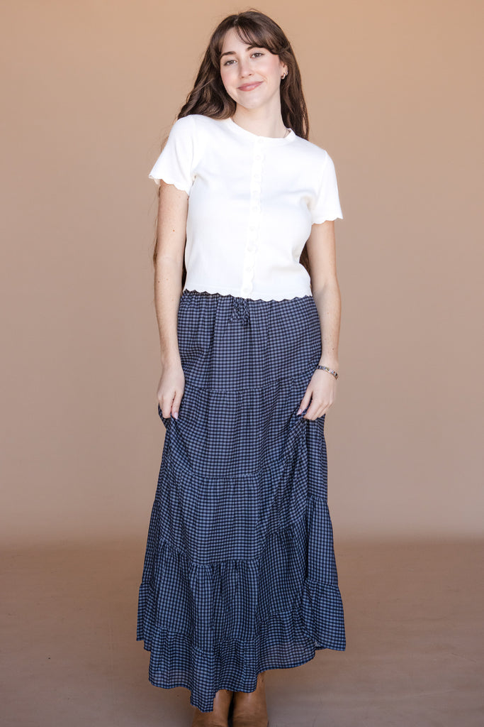 Brooklyn Skirt-Navy Plaid