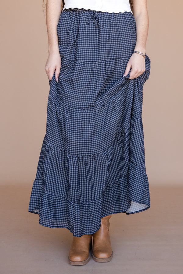 Brooklyn Skirt-Navy Plaid