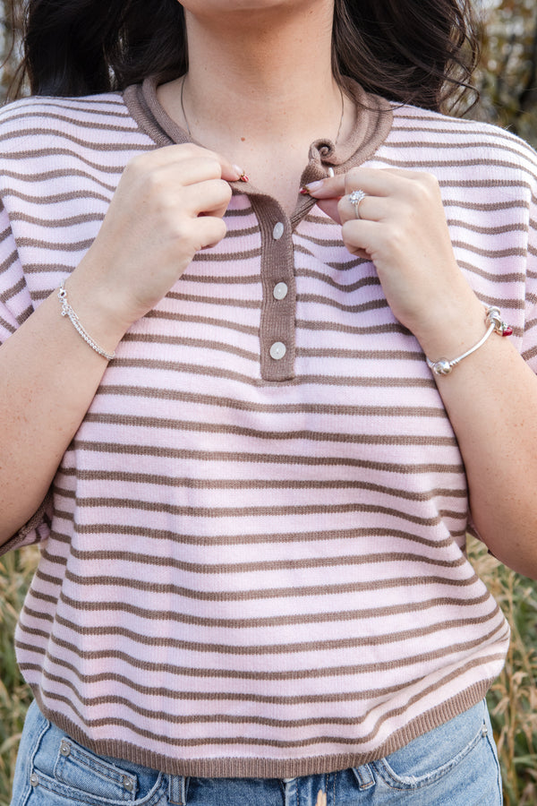 Suzette Top-Brown/Pink
