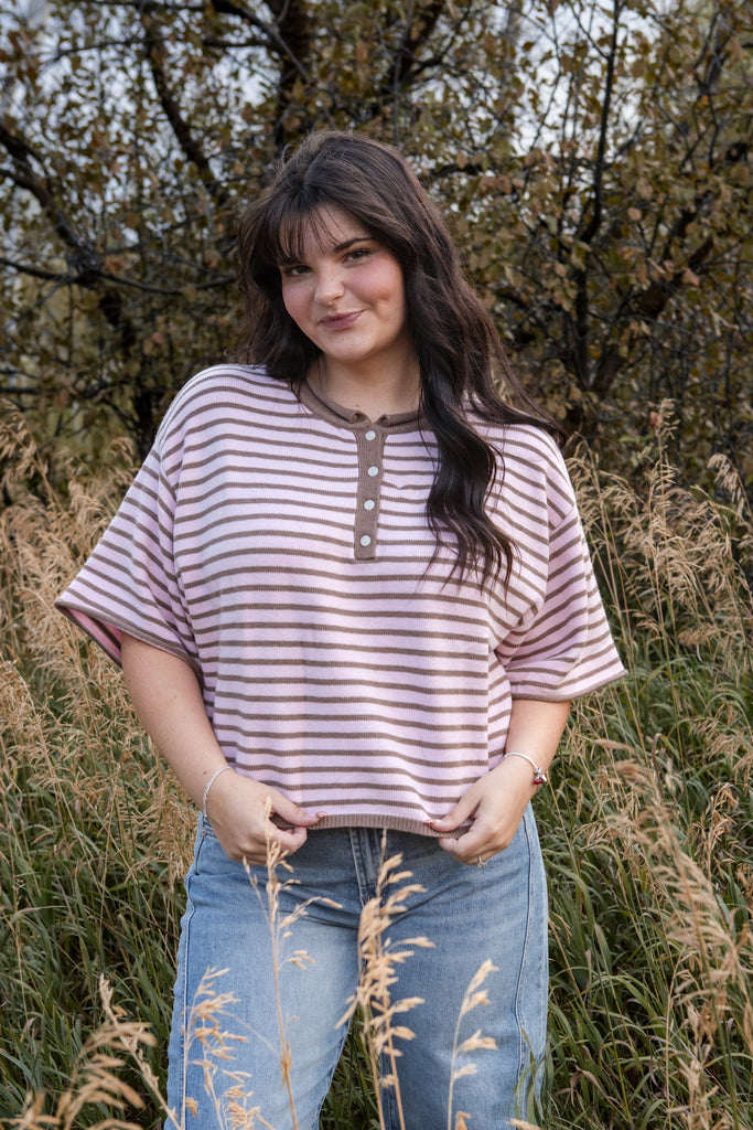 Suzette Top-Brown/Pink
