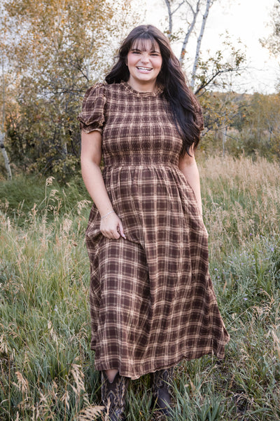 Harrison Dress-Brown Plaid