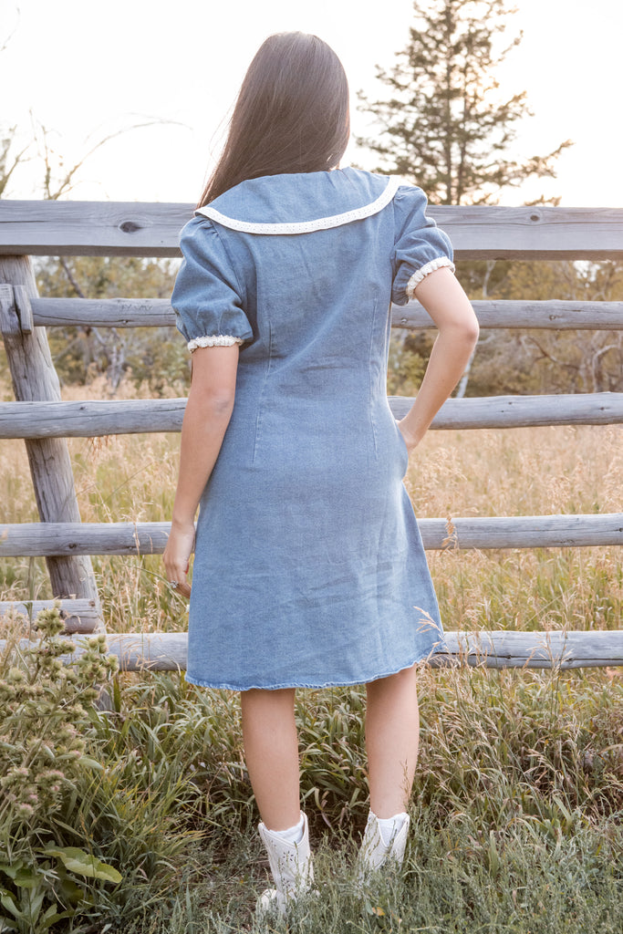 denim trim dress Marissa Dress-Denim – Love Olive Co Belted denim Size:Womens 7 su26 Summer Dress making it a summer