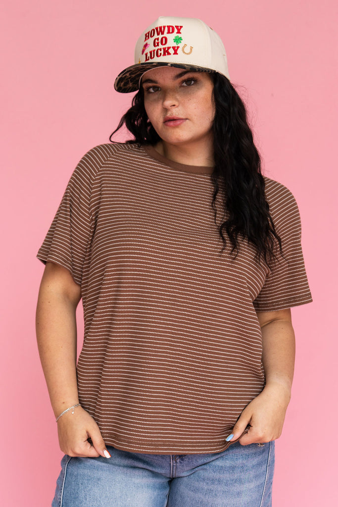 Chloe Tee-Brown Stripe