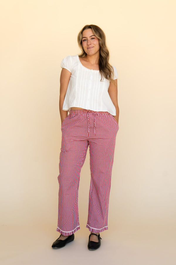 Gemma Pants-Red Gingham