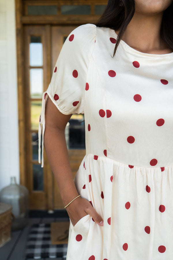 Laney Dress-Cream/Red