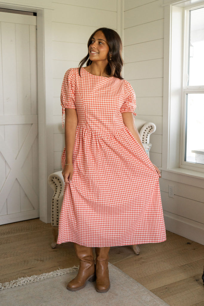 Addilyn Dress-Orange Gingham – Love Olive Co