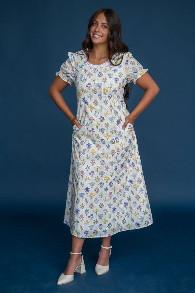 Poppy Dress-Ivory Multi