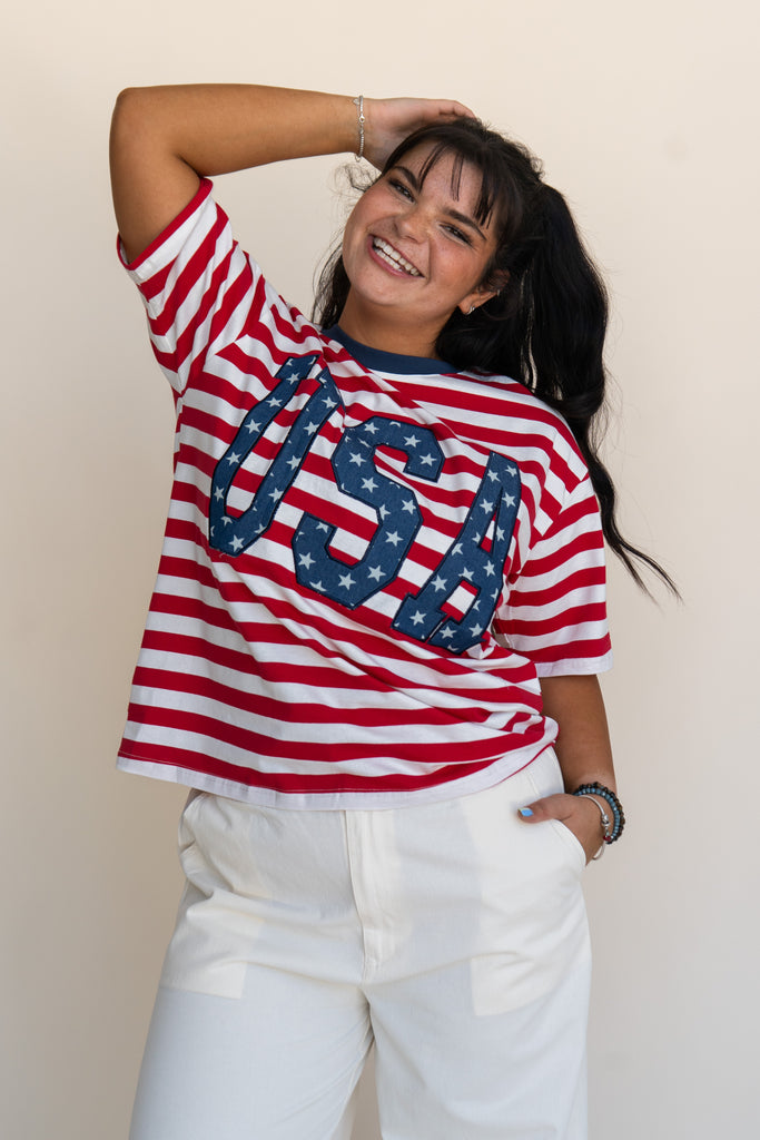 All American Tee-Red Stripe