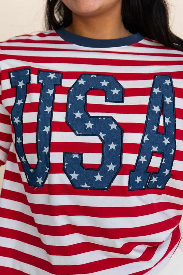 All American Tee-Red Stripe