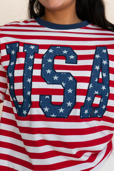 All American Tee-Red Stripe