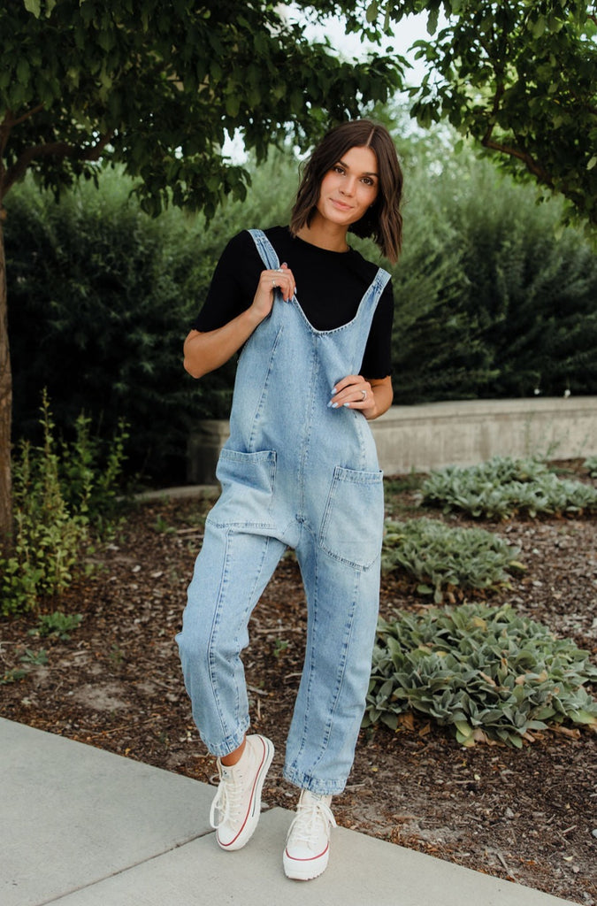 Free people shops jean overalls