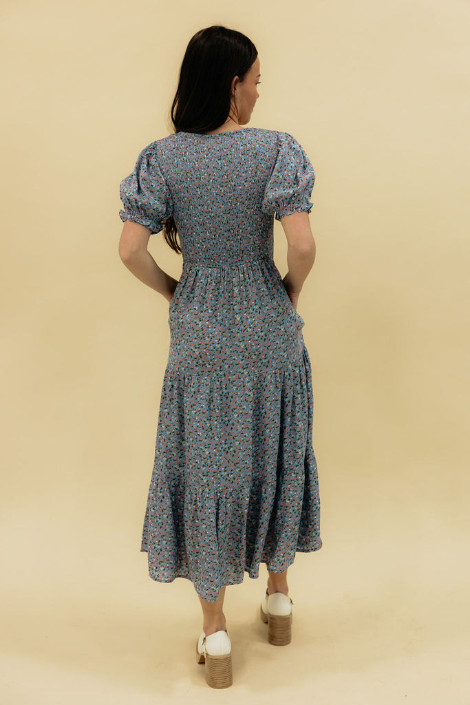 knee length dresses for ladies Baylor Floral Maxi Dress in Blue- FINAL SALE main image 1