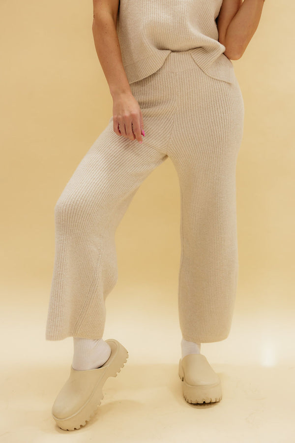 Caitlin Sweater Pants-Beige