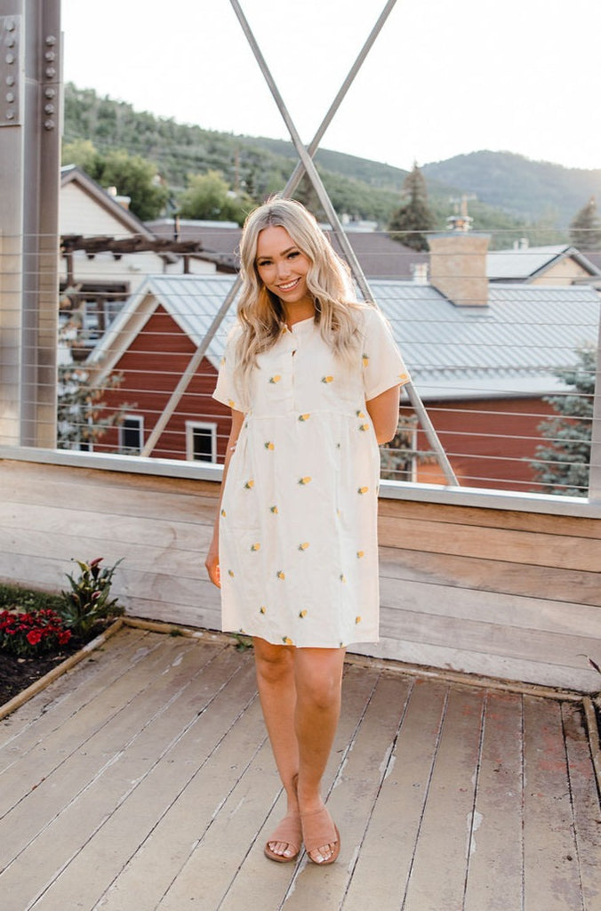 Pretty Pineapple Dress-Light Yellow