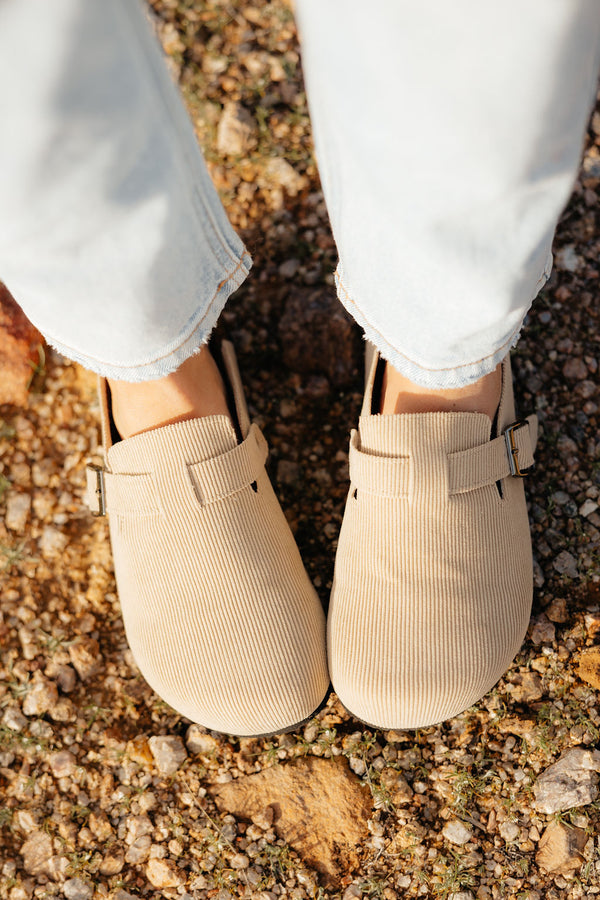 Bria Corduroy Clog-Taupe