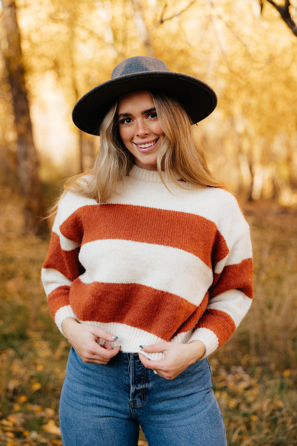 Camel striped cheap sweater