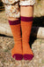 Free People Lodge Popcorn Tall Socks-Rust