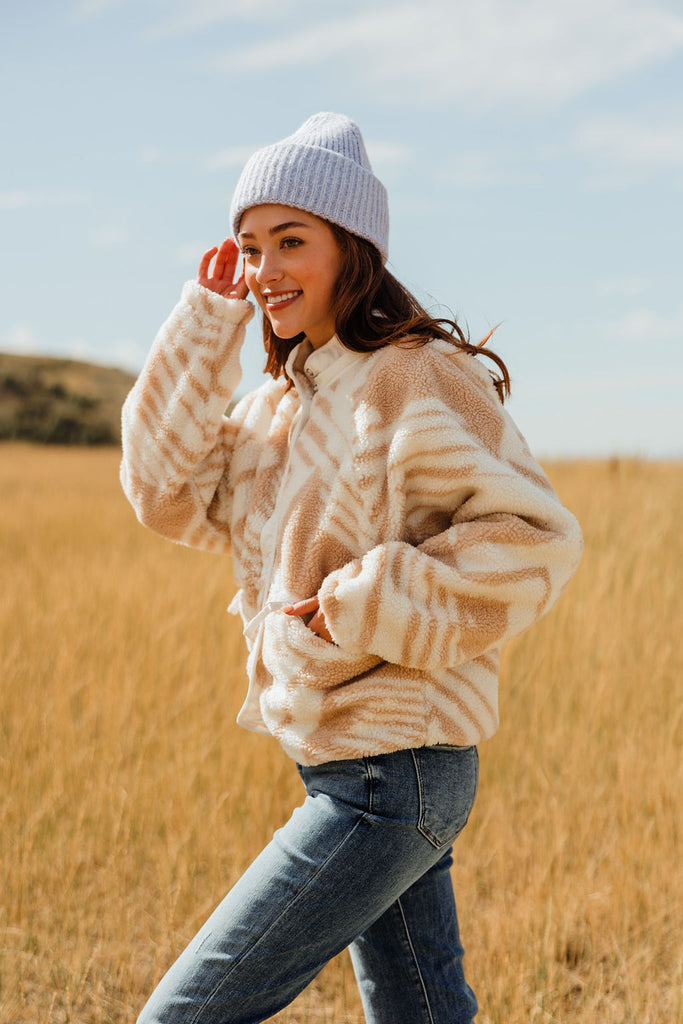 Free People Rocky Ridge Fleece Jacket-Snow Combo