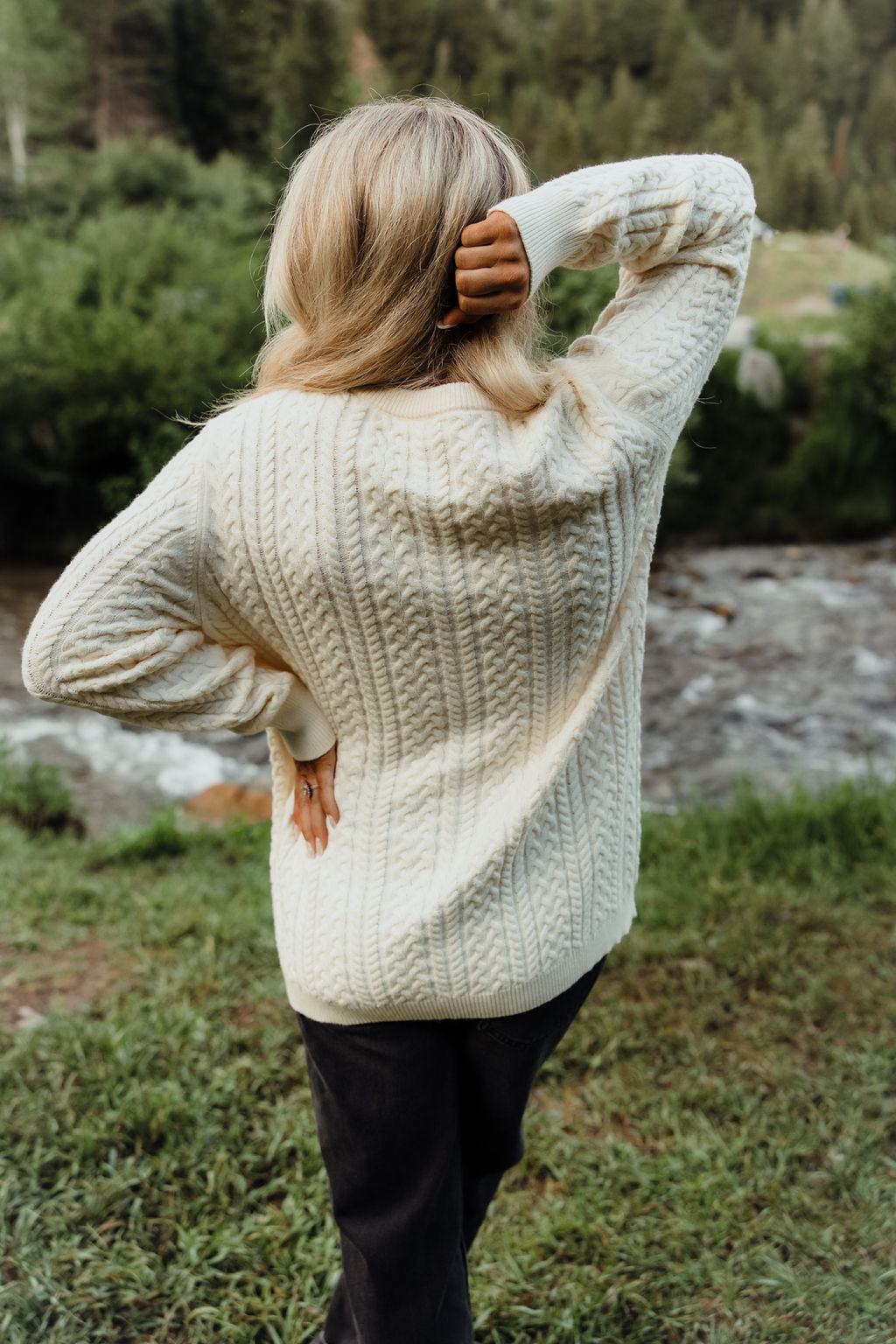 Cable-knit Sweater - Cream - Ladies