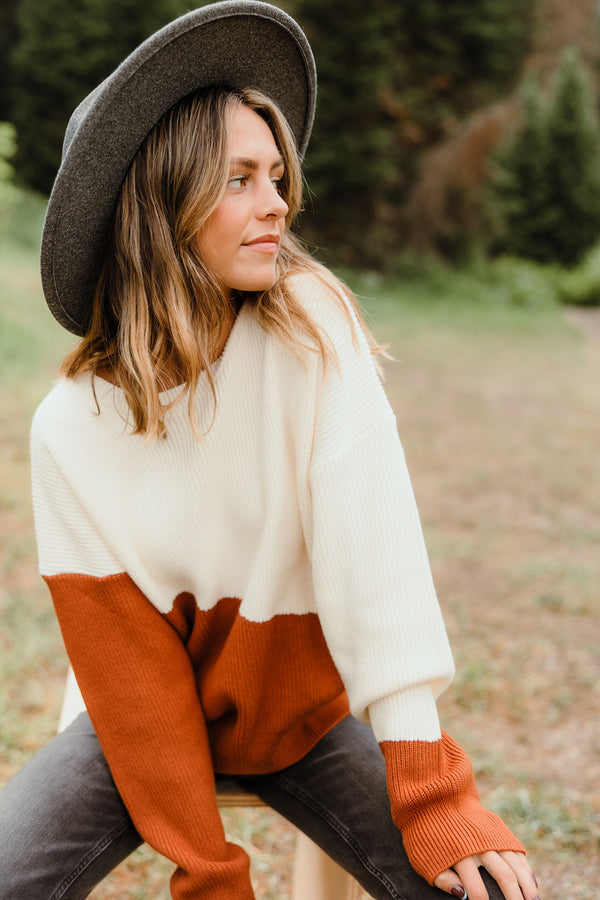 Keri Sweater-Cream/Chestnut