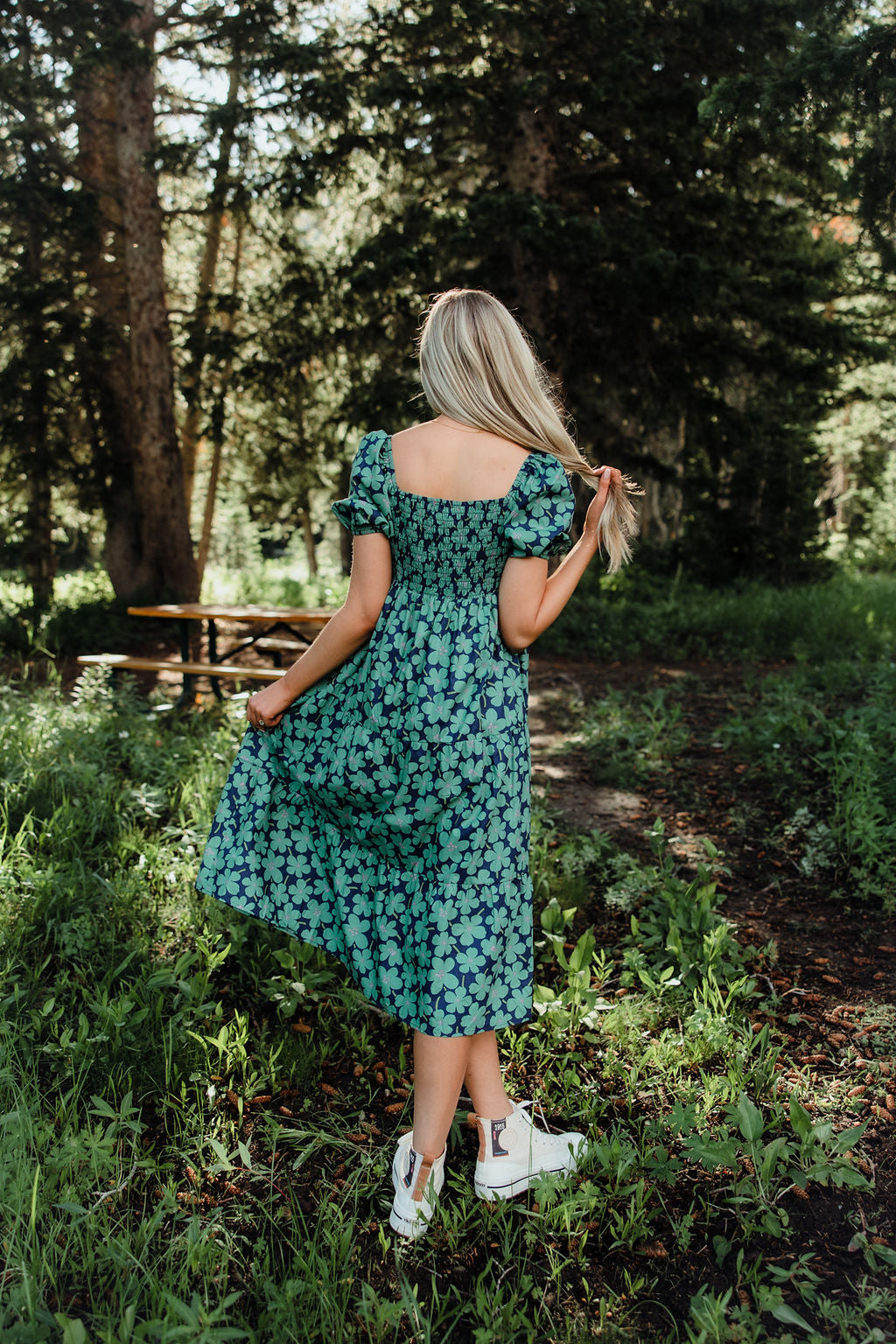 Dark green deals floral dress