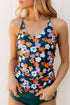 Nani Brookside Tankini mit V-Ausschnitt, Marineblau mit Blumenmuster