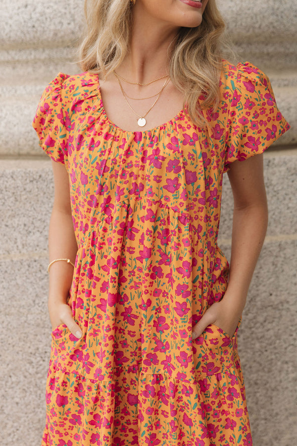 Kylie Dress-Orange Floral