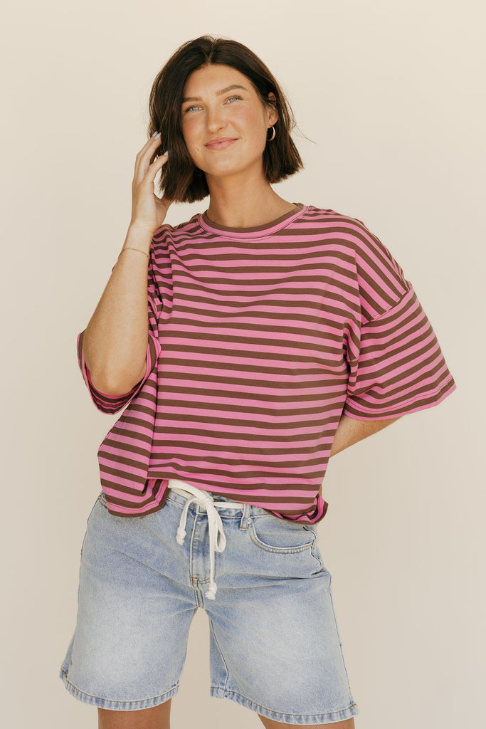Angie Top-Pink/Brown