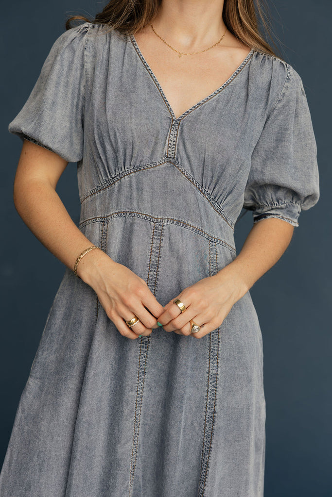 ellison denim midi dress Ellison Dress-Washed Denim – Love Olive Co