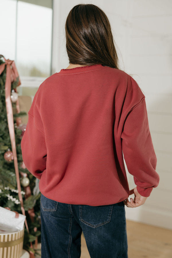 Christmas Icons Pullover-Cranberry