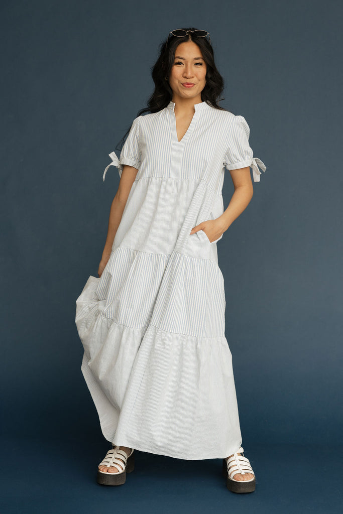 Noah Dress-Blue Stripe