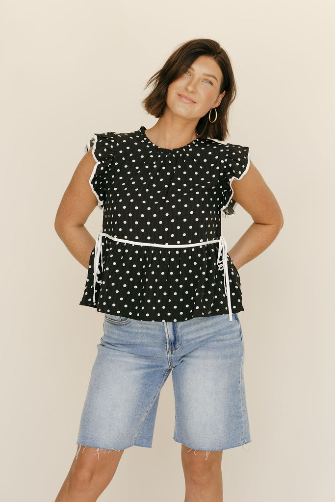 Sylvie Top-Black Polka Dot